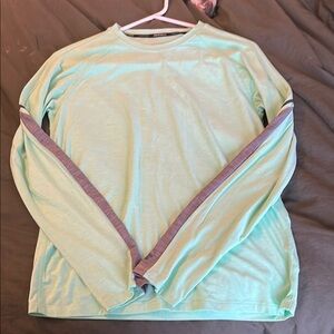Mint Long Sleeve Shirt with Purple Stripes